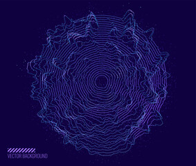 Leinwandbilder - Abstract Digital Circles of Particles. Futuristic Circular Sound Wave. Big Data Visualization. 3D Virtual Space VR Cyberspace. Crypto Currency Blockchain Concept. Vector Illustration.