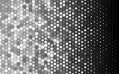 Fototapete - Black and White Hexagonal Geometry Pattern with Lines. Geometric Degrade Gradient Motif for Header, Poster, Flyer, Presentation. Vector Background.