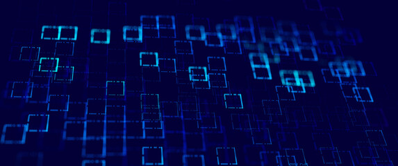 Poster - Digital Data Flow Vector Background. Big Data Technology Lines. Data Transmission Concept. High Speed Internet. Information Matrix Flow in Virtual Reality Cyberspace. Vector Illustration.