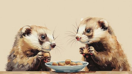 Wall Mural - Greeting Card and Banner Design for Social Media or Educational Purpose of National Ferret Day Background