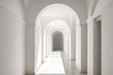 Fototapeta Perspektywa 3d - Timeless Architectural Passage Abstract Perspective of an Old White Corridor, Blending Ancient Charm with Modern Design