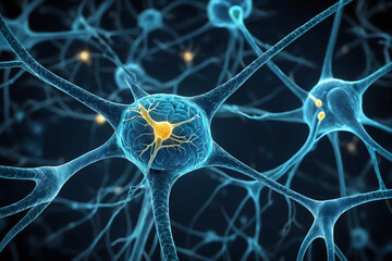Aufkleber - Background from nerve cells or neural networks with cell activity between each other. Neurology and the nervous system concept and showcase