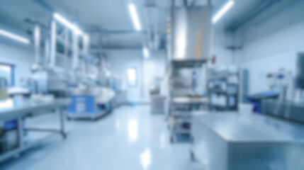Wall Mural - blurred factory interior, defocused manufacturing line with gas pipe, boiler and machinery inside he