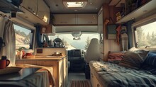 Vehicle Recreational Interior Of Motorhome Camper Rv Van