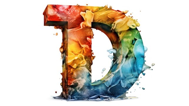 watercolor alphabet letter D