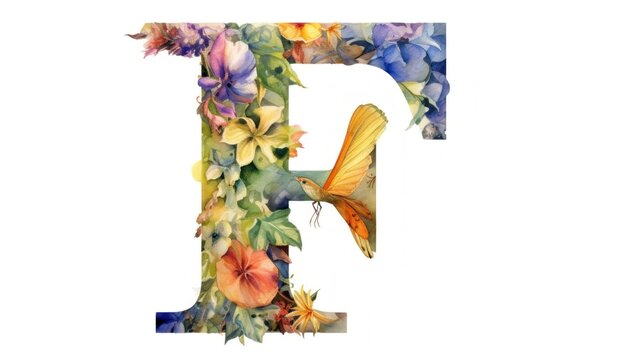 watercolor alphabet letter F