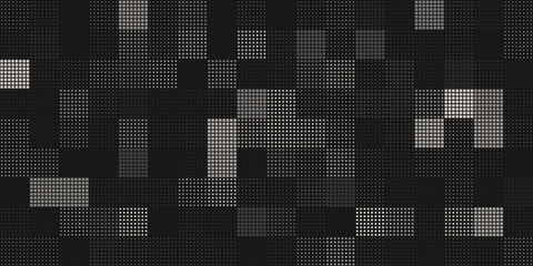 Fototapete - Halftone Pixel Dithering Square Tiles Seamless Pattern. Abstract Tech Pixel Background. Vector Illustration. Pixel Halftone Effect Random Tiles Generative Art.