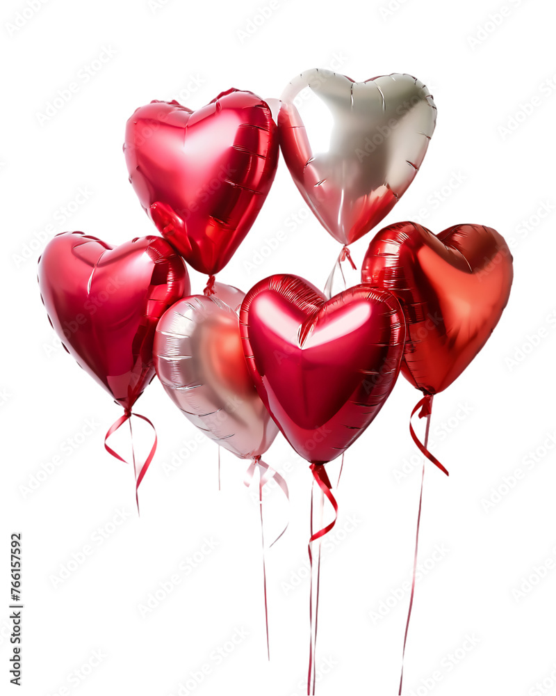 realistic red 3d heart balloons isolated on transparent background air ...