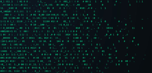 Wall Mural - Green Binary Data Software Programming Code Background. Random Parts of Program Code. Digital Data Technology Concept. 1 0 Machine Code. Random Binary Data Matrix Wide Vector Illustration.