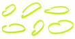 A set of fluorescent neon yellow highlighter circle isolated on white.