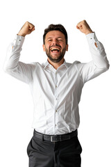 A Happy Businessman Celebrating isolated on a transparent background