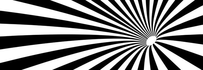 Canvas Print - Abstract Lines Design. Black and White Hypnotic Twirl Striped Background. 3D Vortex Hole Optical Illusion. Vector Illustration.