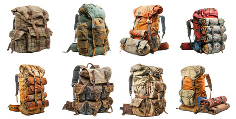 set of hiking backpacks