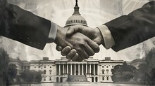 Handshake Merging Corporate And Governmental Entities In Neoclassical Architecture