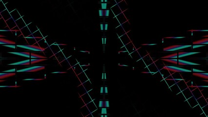 Poster - This 3D rendered seamless loop animation features a vibrant pattern of multicolored squares against a black background.