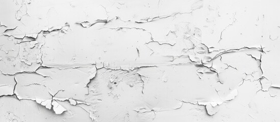 Canvas Print - A detailed shot of a white wall with visible cracks, resembling a frozen landscape. The cracks mimic the appearance of snowcovered twigs, creating an artistic event in the otherwise plain surface