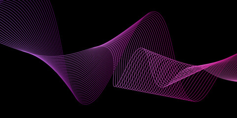 Wall Mural - Abstract background with pink waves for banner,long  of fairy lights in swirls and ripples,Futuristic illustration. Abstract background.twisted curve lines with blend effect abstract vektor,