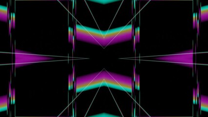 Poster - A 3D rendered seamless loop animation featuring a vibrant multicolored pattern set against a black background.