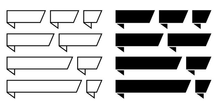 ofvs560 OutlineFilledVectorSign ofvs - sale tag ribbon banner set vector icon . promotion message . left . isolated transparent . black outline and filled version . AI 10 / EPS 10 / PNG . g11903

