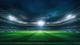 Fototapeta Fototapety sport - soccer stadium with illumination, green grass and night sky.