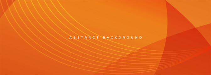 Wall Mural - Orange abstract background with curves and circular stripes. Wide banner vector illustration.