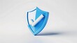 cartoon 3d Icon safety shield check mark perspective . Blue symbol security safety icon. Checkmark in minimalistic style. 3d vector illustration. white background