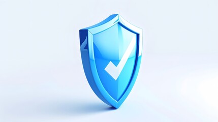 Wall Mural - cartoon 3d icon safety shield check mark perspective . blue symbol security safety icon. checkmark i