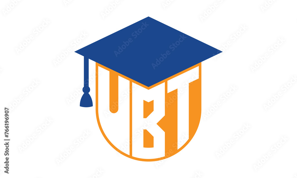 UBT initial letter academic logo design vector template. school college logo, university logo, graduation cap logo, institute logo, educational logo, library logo, teaching logo, book shop, varsity	
