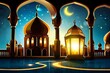 Islamic mosque lantern Muslim Ramadan background wallpaper Generative AI