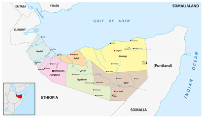  Administrative map of the de facto state of Somaliland