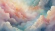 clouds and sky, In this dreamy watercolor depiction, the aerial marvel is transformed into a breathtaking vision of beauty and wonder, rendered with soft, pastel hues and intricate details that evoke 
