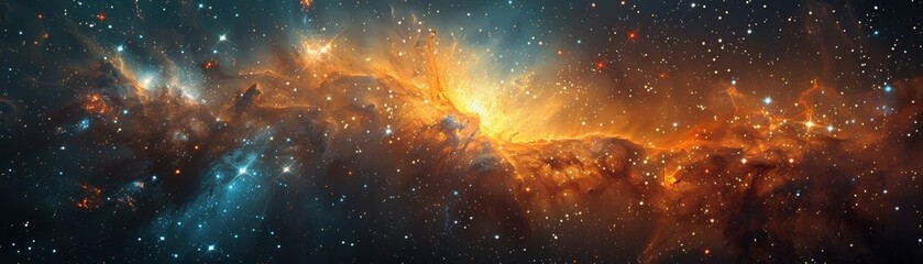 Wall Mural - Glowing constellations illuminate the vast expanse of the cosmos. Cosmic panorama filled with celestial beauty and wonder. Glimpse of infinity.