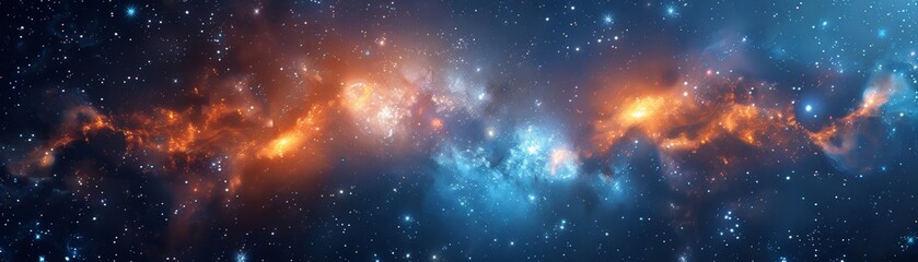 Wall Mural - Glowing constellations illuminate the vast expanse of the cosmos. Cosmic panorama filled with celestial beauty and wonder. Glimpse of infinity.