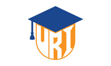 URI Initial Letter Academic Logo Design Vector Template. School College Logo, University Logo, Graduation Cap Logo, Institute Logo, Educational Logo, Library Logo, Teaching Logo, Book Shop, Varsity	
