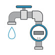 Economical cold water meter. Colored flat clipart.