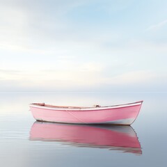 a pink boat on water