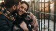 Capture the couple visiting an animal shelter and adopting a furry friend to bring home