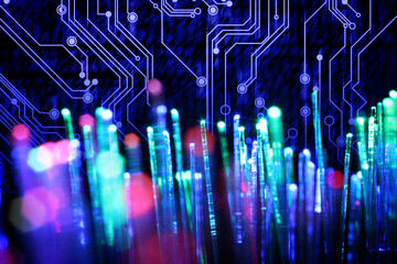 Optical fiber strands and circuit board, double exposure