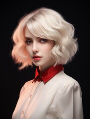 Canvas Print - Blonde Woman With Red Collar