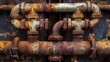 Rusty Leaking Industrial Pipes