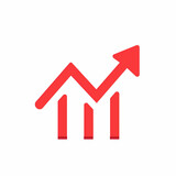 Fototapeta  - house and arrow, Business graph with arrow, graph, business, arrow, chart, growth, diagram, finance, success, market, Red arrow up line icon on white background