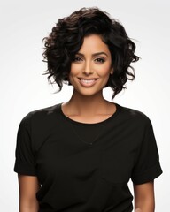 Canvas Print - Smiling Woman in Black Shirt