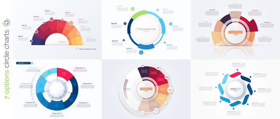 Seven option circle infographic design templates. Vector illustration.