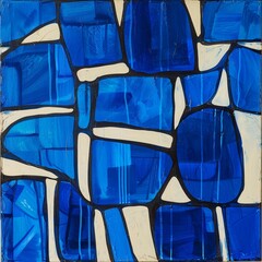 Wall Mural - Abstract stained glass background. Wall painted with watercolor paint with geometric shapes. vibrant shade colors