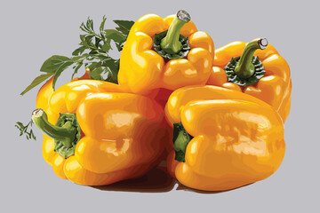 Wall Mural - Yellow pepper isolated on white background.