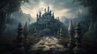 castle chess, symmetrical chaos, mystical creatures, photorealistic landscapes, dark and chaotic