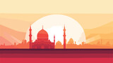 Fototapeta Londyn - An illustration of silhouette mosque with gradient