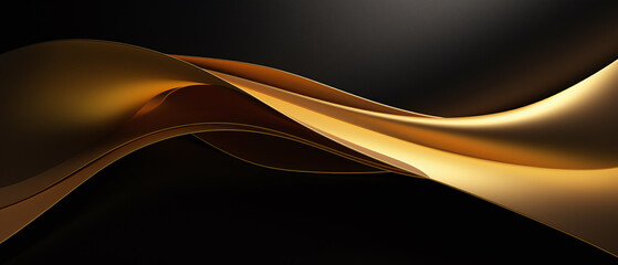 Wall Mural - Black and gold abstract wave background.