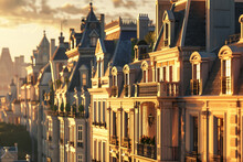 A Close-up Image Of A Luxury City Quarter, The Single-story Houses With Their Unique Architectural Features