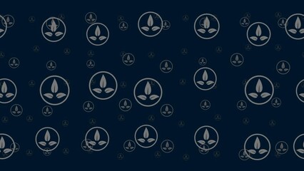 Poster - Ecology symbols float horizontally from left to right. Parallax fly effect. Floating symbols are located randomly. Seamless looped 4k animation on dark blue background